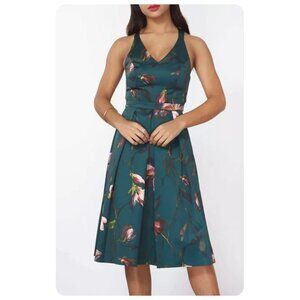 Dorothy Perkins Green Floral Crossback Dress sz US 14
